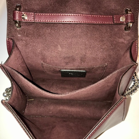 ❌SOLD❌  FENDI KAN SMALL BURGUNDY CALFSKIN MINI BAG - Picture 7 of 13